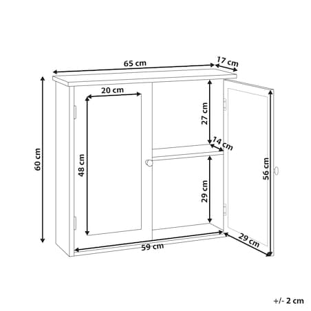 Szafka łazienkowa wisząca z lustrem ALAMOS 65 cm 60 cm Biały