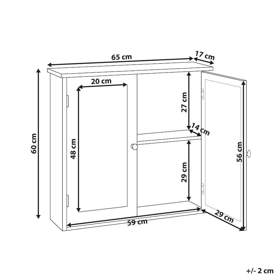 Szafka łazienkowa wisząca z lustrem ALAMOS 65 cm 60 cm Biały