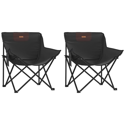 vidaXL Krzesła turystyczne z kieszenią, składane, 2 szt., czarne