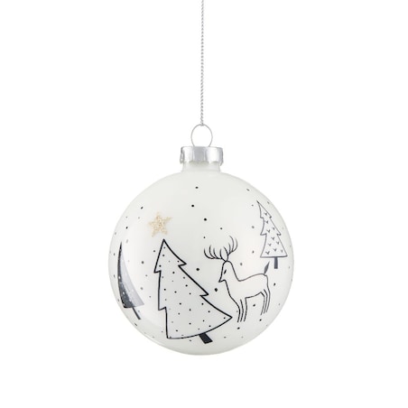 VILLA ITALIA Bombka biała z choinkami 8 cm