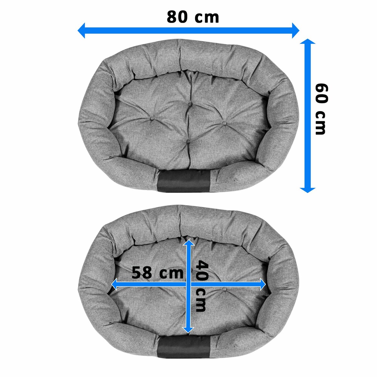 Legowisko Dla Psa 80X60 Cm Z Miejscem Na Imię Wodoodporne Owalne Wygodne Czarne
