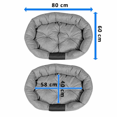 Legowisko Dla Psa 80X60 Cm Z Miejscem Na Imię Wodoodporne Owalne Wygodne Czarne