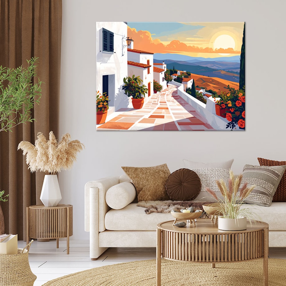 Obraz do salonu sypialni jadalni biura hotelu spa,WłochyToskania domy uliczki krajobraz 100x70 cm