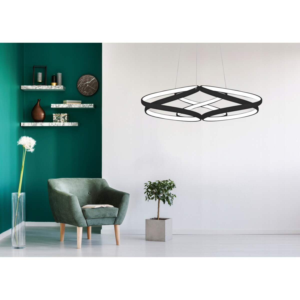 Lampa Sufitowa Wisząca Metal Ring Black Led Pilot