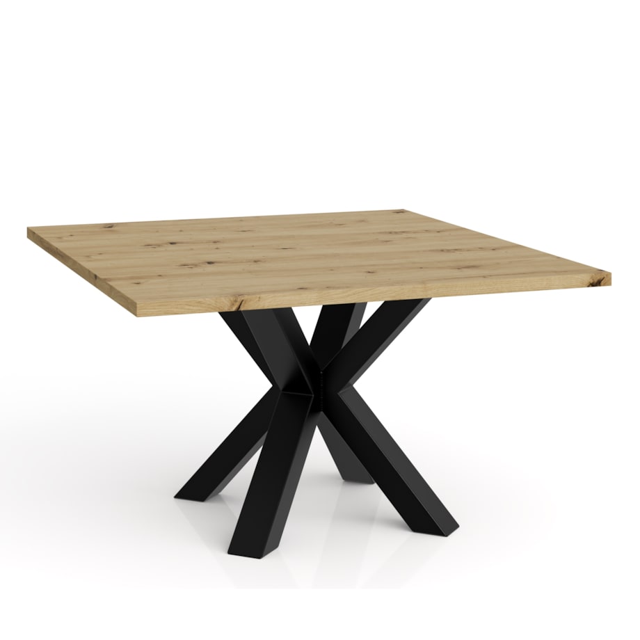 Stolik kawowy NEO kwadratowy 60x60 z metalową podstawą- dąb artisan