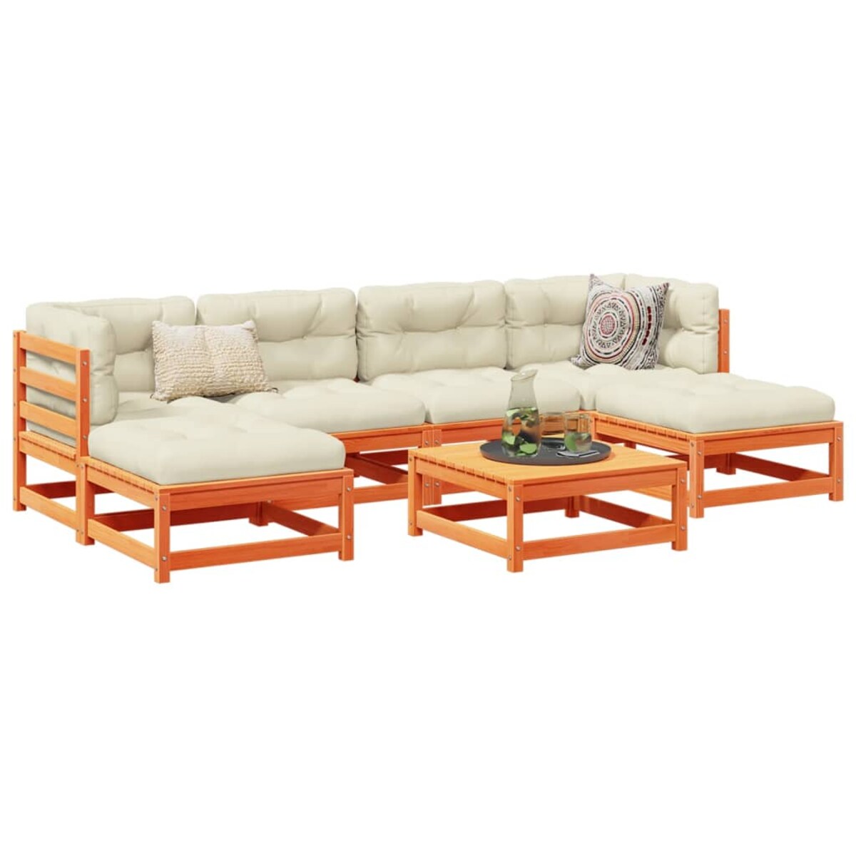 vidaXL 7-cz zestaw wypoczynkowy do ogrodu, z poduszkami, woskowy brąz