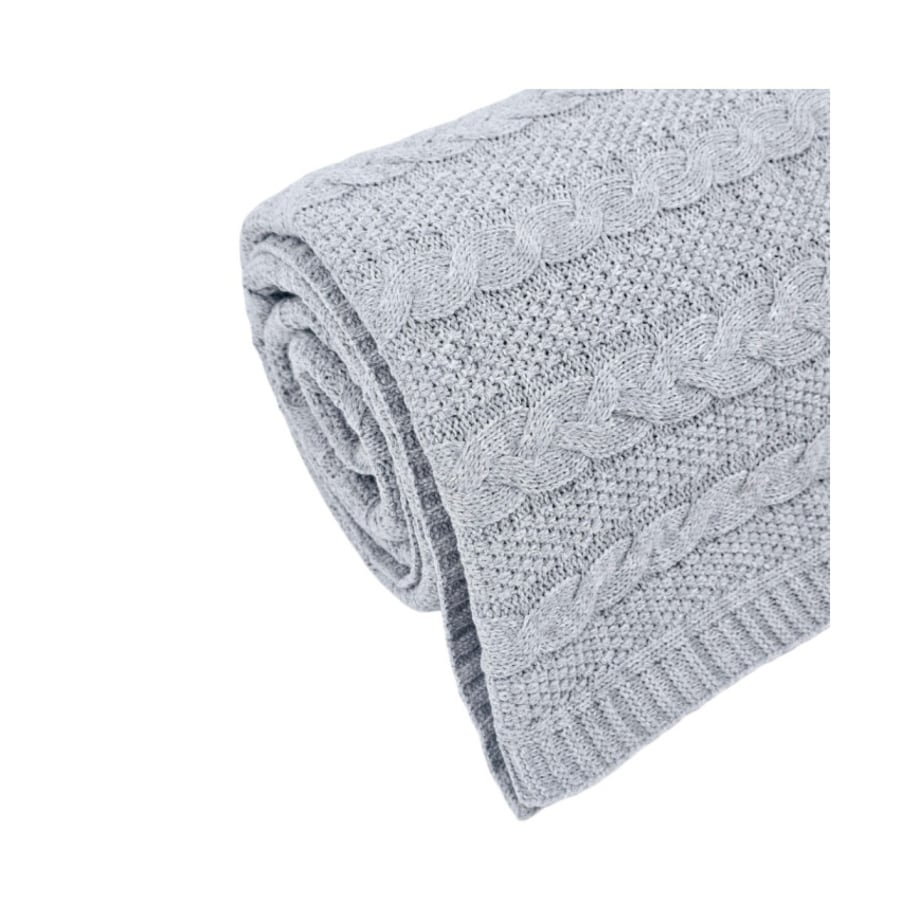 Koc dzianinowy bawełniany 200x220 cm – VENEZIA200 POPIEL