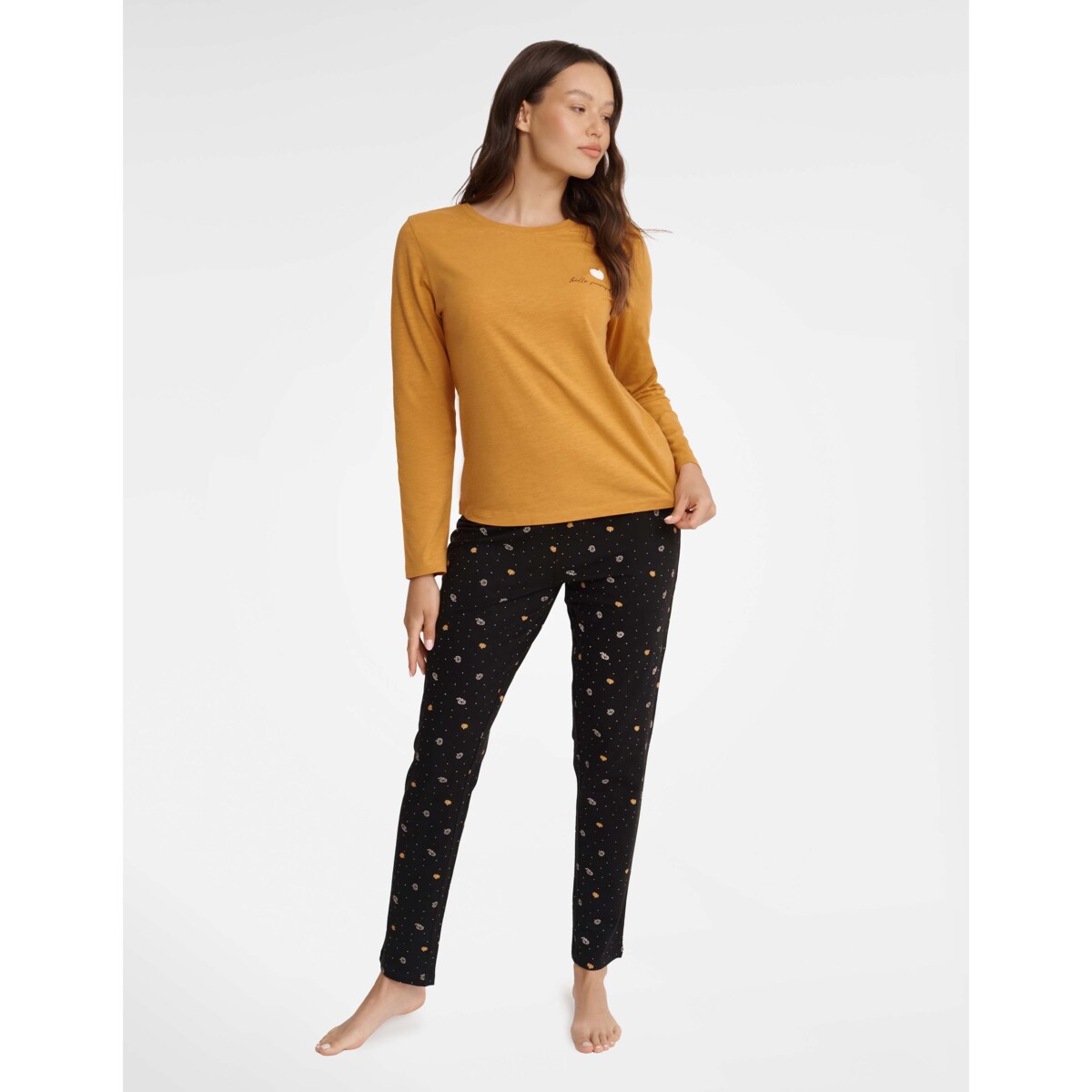 Piżama Grind 40932-18X Musztardowo-Czarna Musztardowo-Czarny, L