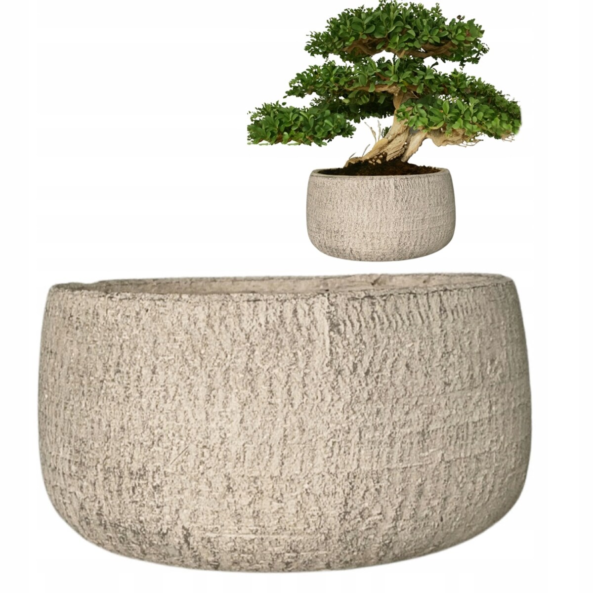 DONICZKA NA BONSAI PŁASKA NISKA DUŻA 24cm skandynawska okrągła na balkon