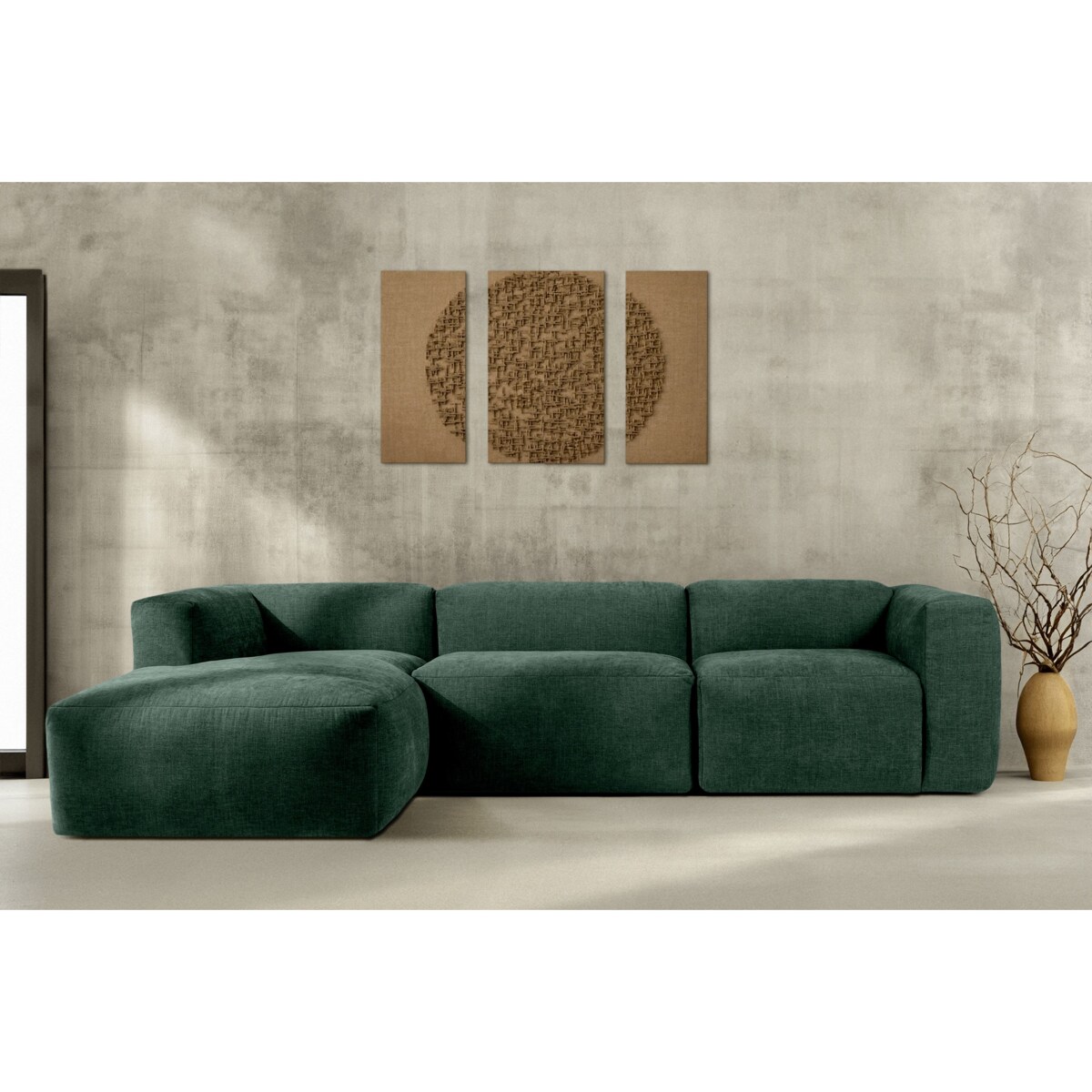 KONSIMO BUFFO Narożnik prawy z niezwykle miękkim i wygodnym siedziskiem, kolor morski