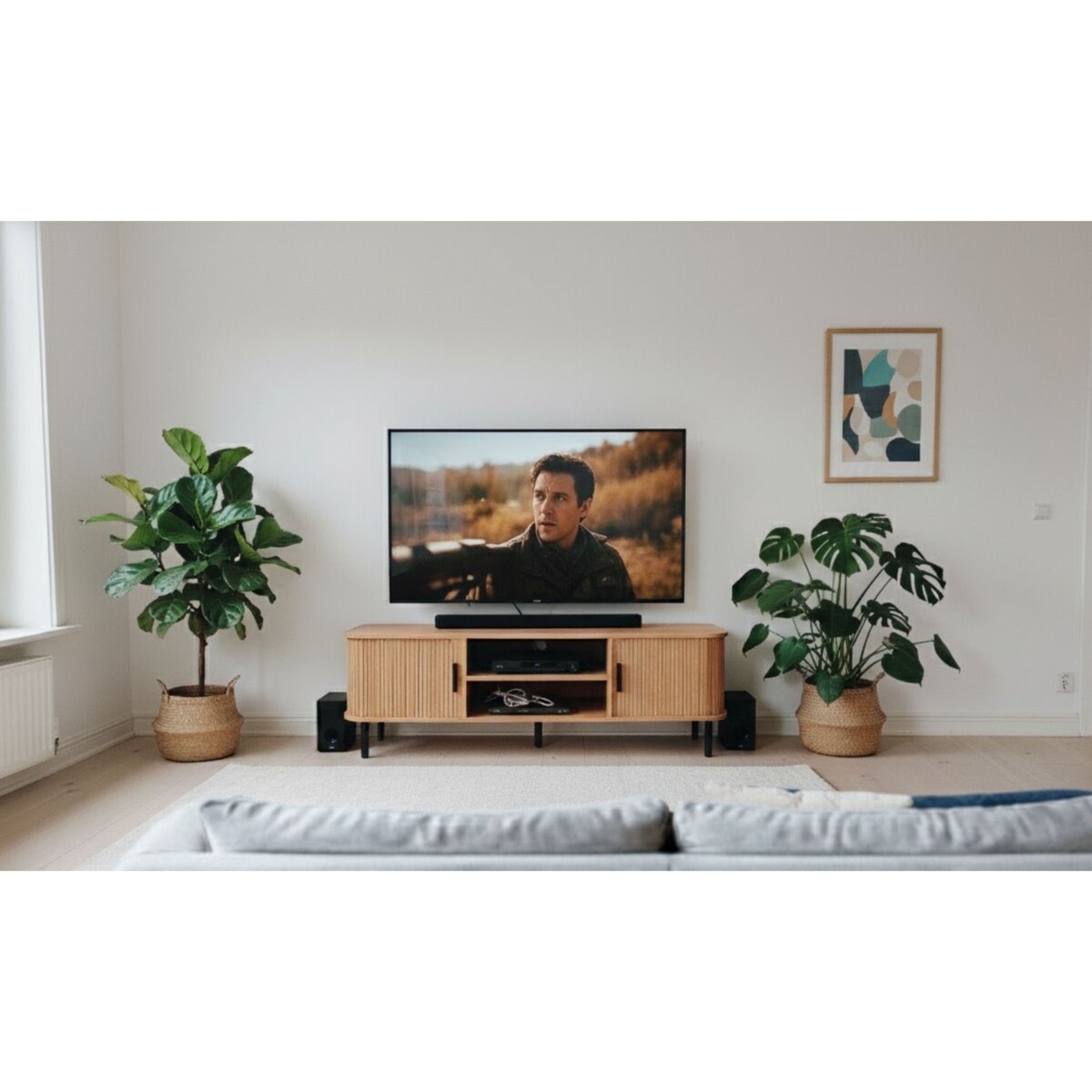 Szafka rtv ryflowana SCAVA, 140 x 40 x 46 cm