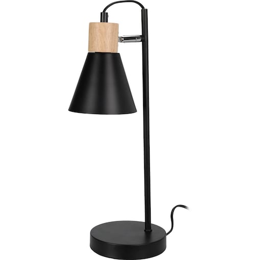 Lampka na biurko loftowa, drewno i metal,  Ø 14 x 44 cm