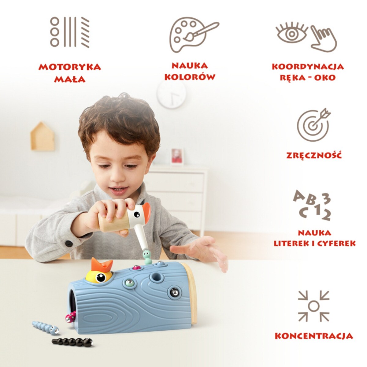 Nakarm ptaszka Złap robaczka – gra zręcznościowa dla dzieci 24 mies.+ Top Bright