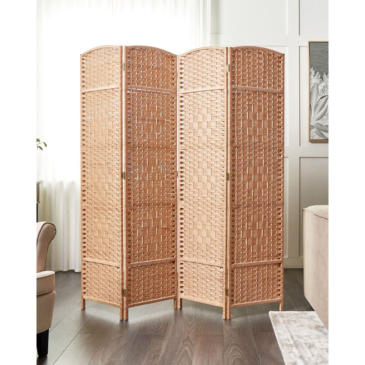 4-panelowy parawan pokojowy LAPPAGO Naturalny 163 cm 170 cm