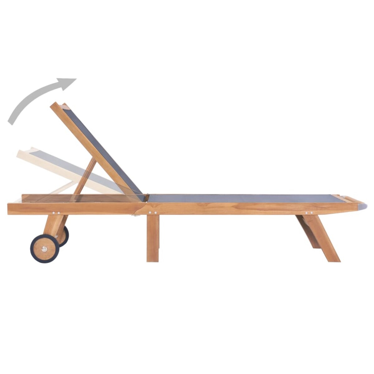 vidaXL Składane leżaki z kółkami, 2 szt., drewno tekowe i textilene