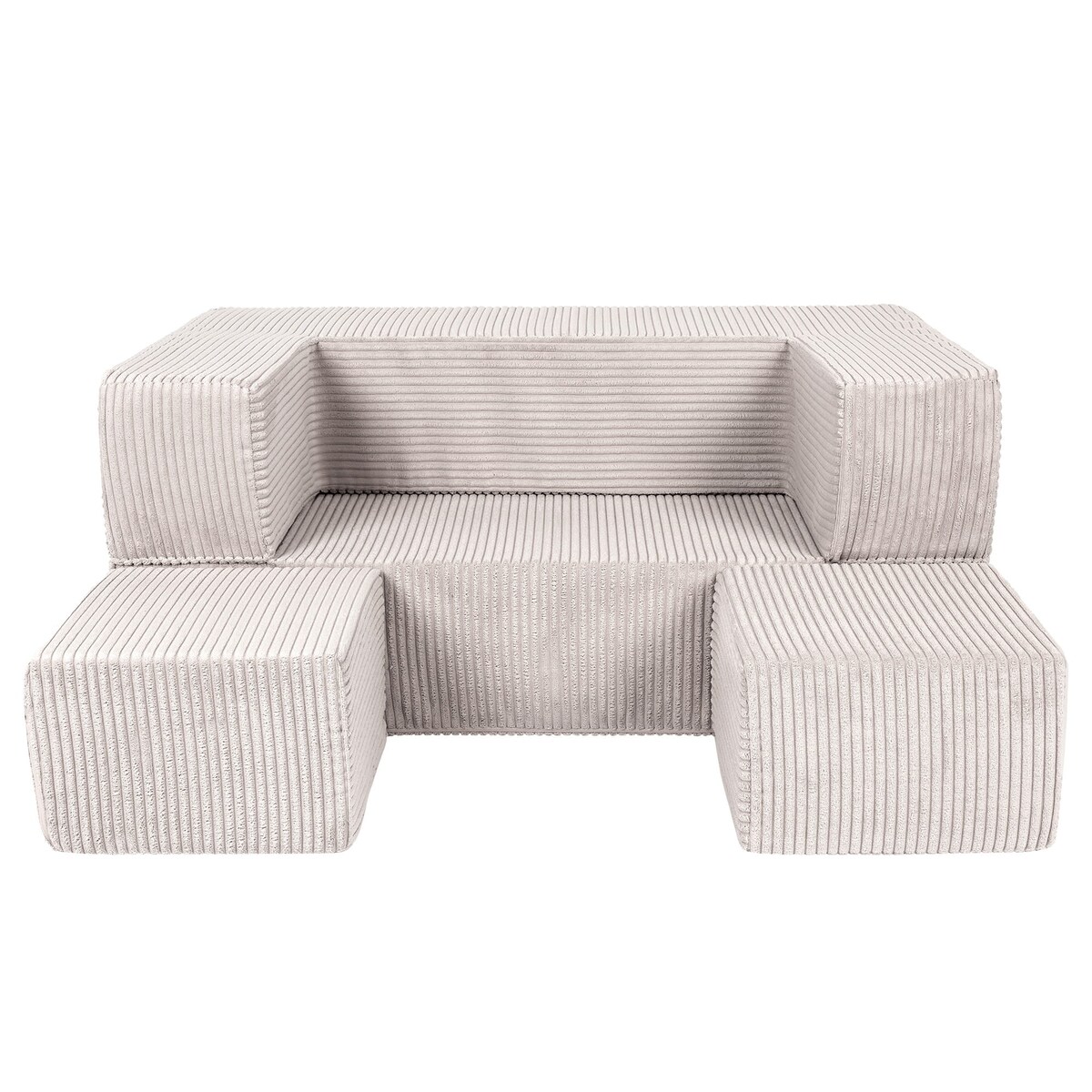 Piankowa Sofa Kostka dla Dzieci - Sofa do Pokoju Dziecięcego, Aesthetic, Ecru