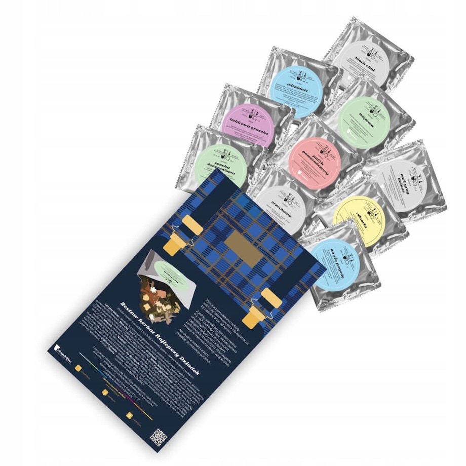 PREZENT UPOMINEK PODARUNEK NA DZIEŃ DZIADKA URODZINY 10 SMAKÓW HERBAT SYPANYCH PREMIUM GIFT BOX KOSZ PUDEŁKO ZESTAW PREZENTOWY UPOMINKOWY