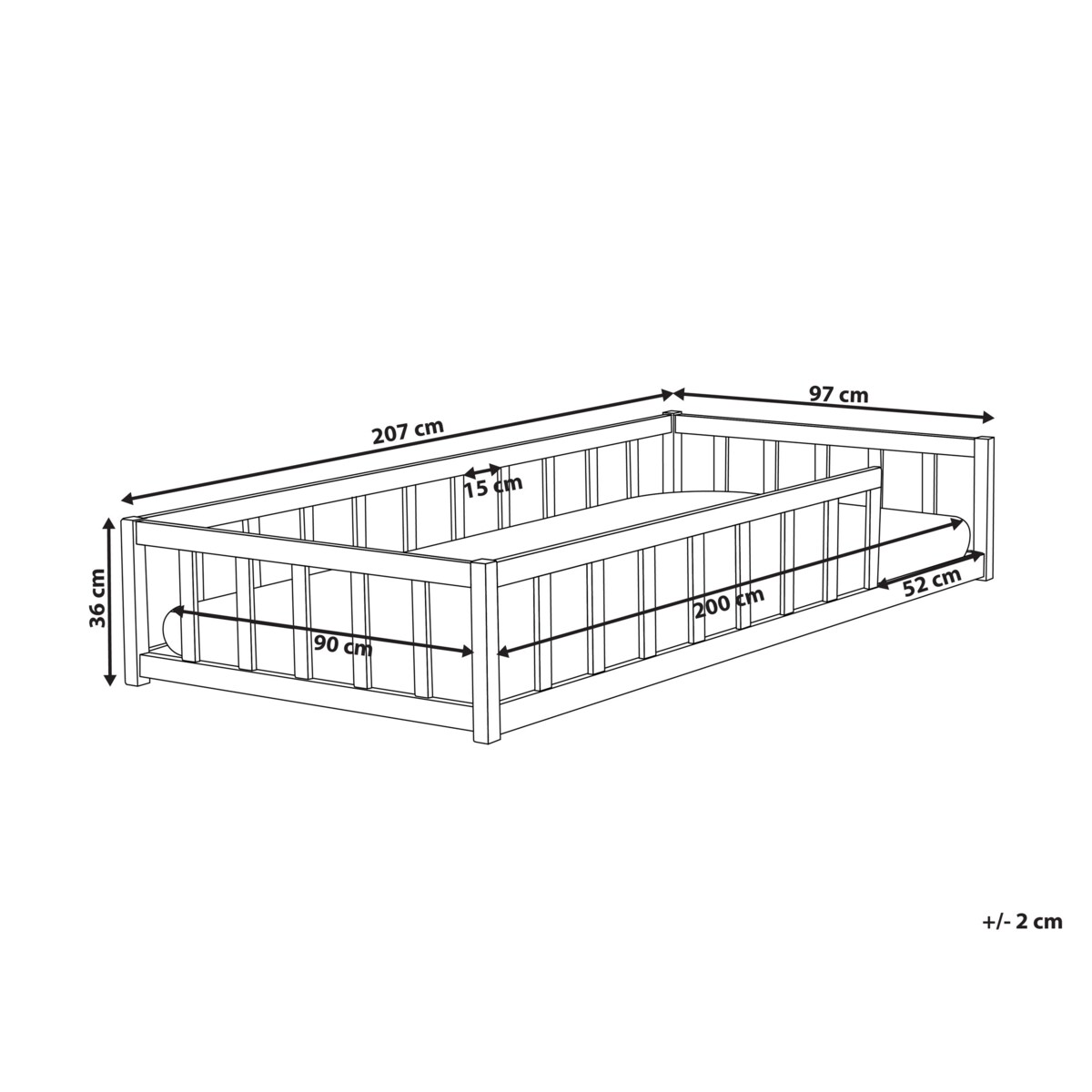 Łóżko dziecięce drewniane 90 x 200 cm jasne MEYMAC