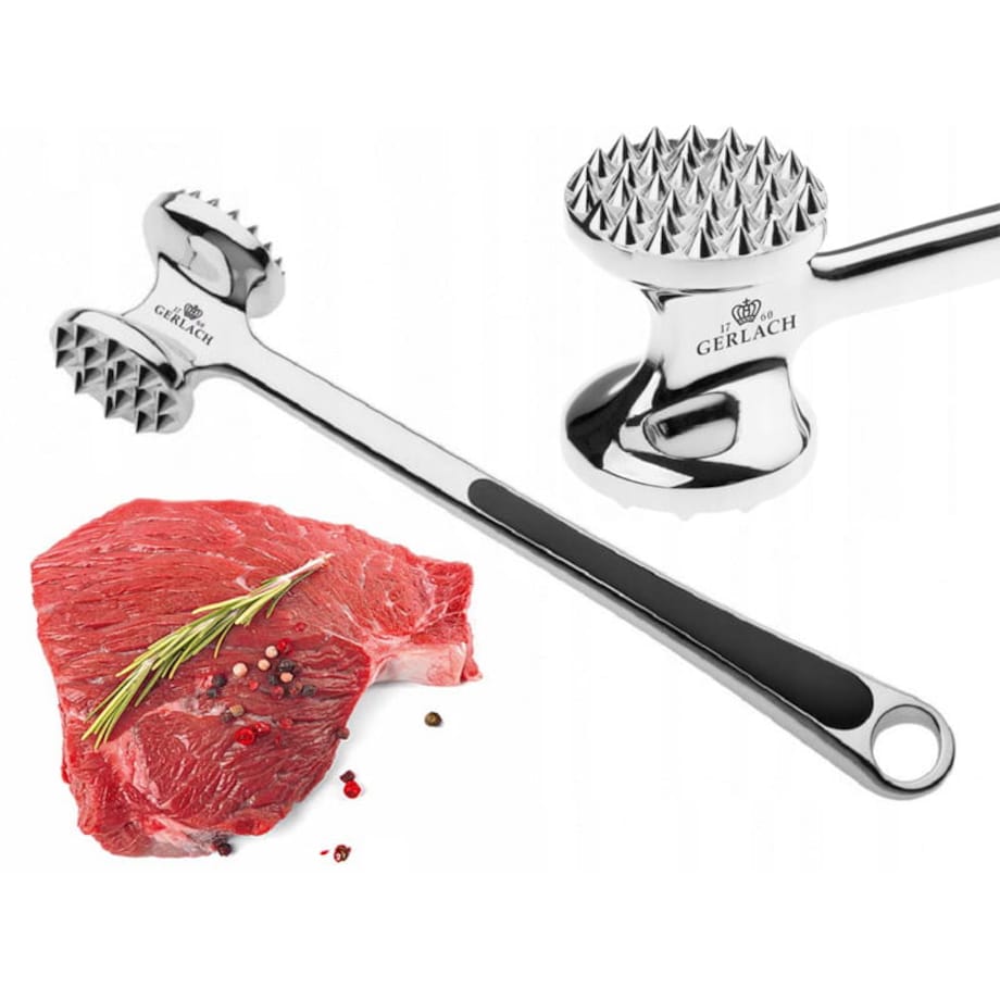 Gerlach Solid Tłuczek metalowy do mięsa Ciężki Dwustronny Ząbki młotek