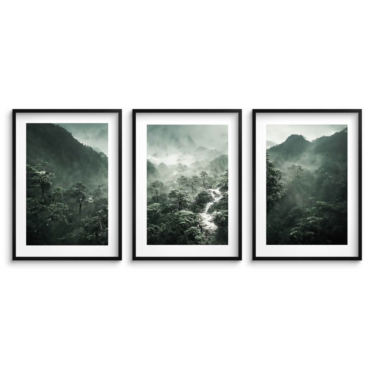 Plakaty w Zieleni Obrazy na ścianę Las we mgle Zestaw 30x40 do sypialni