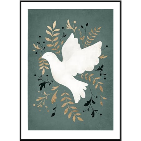 Poster Story, Plakat, Obraz - Gołąbek Pokoju na Zielonym Tle, wymiary 70 x 100 cm