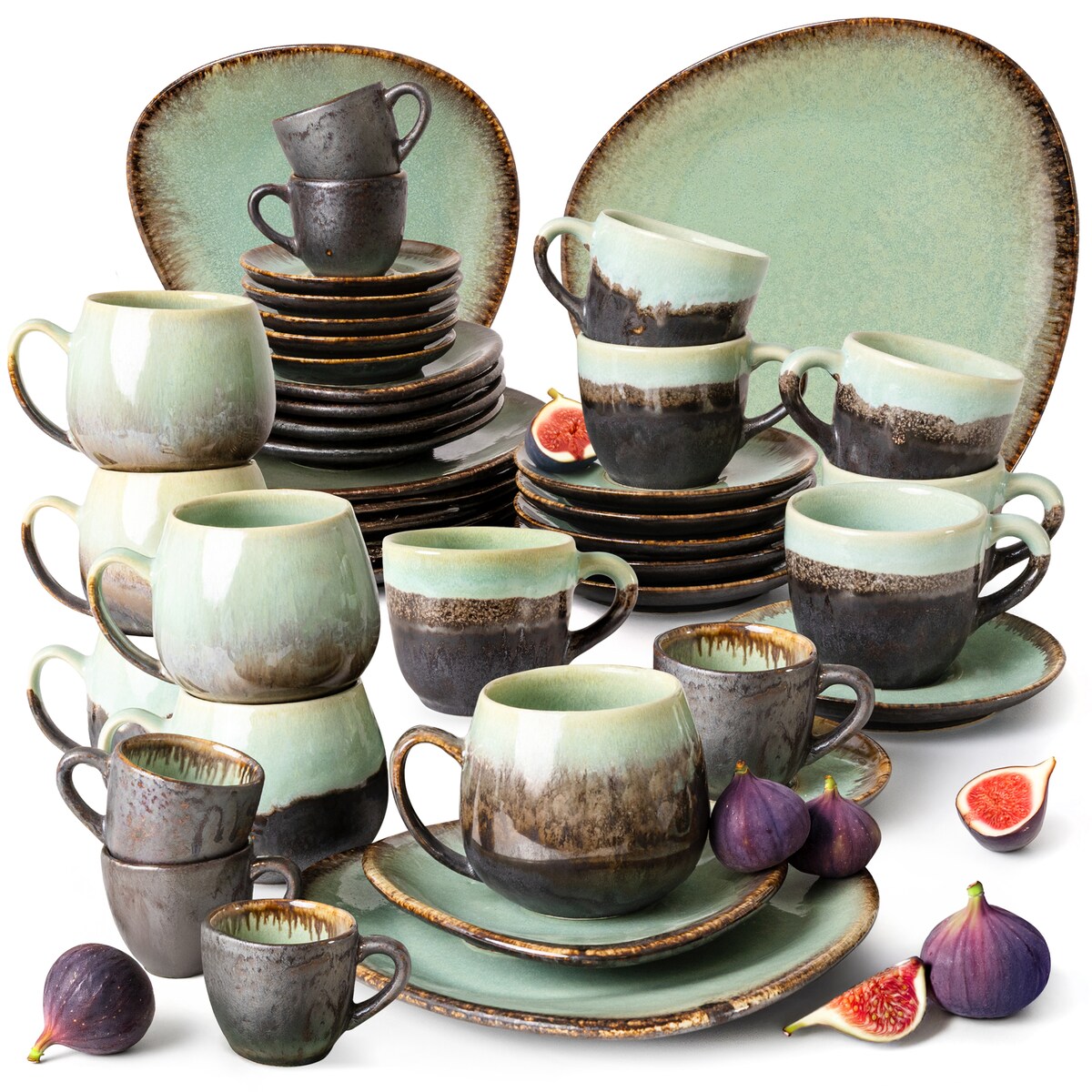 Konsimo PRIMA Zestaw kawowo-śniadaniowy 6 os. (42 el.) , szałwiowy