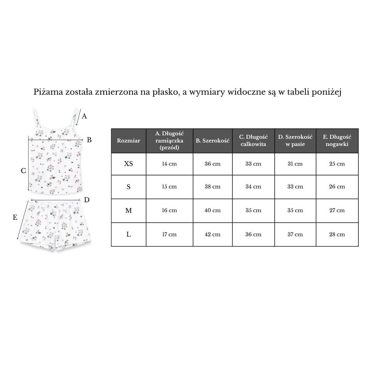 Piżama na ramiączkach Poziomki M