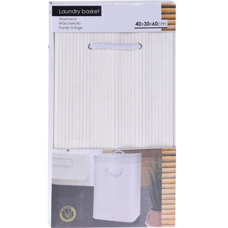 Bambusowy kosz na pranie z pokrywą NATURAL, 60 l