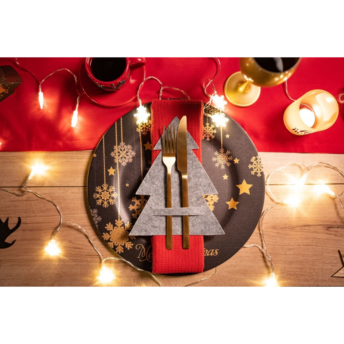 Pokrowiec na sztućce Świateczny 10szt KF370