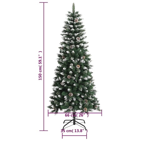 vidaXL Sztuczna choinka ze stojakiem, zielona, 150 cm, PVC