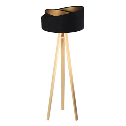 Lampa stojąca GEMSTONE czarna/złota/sosna