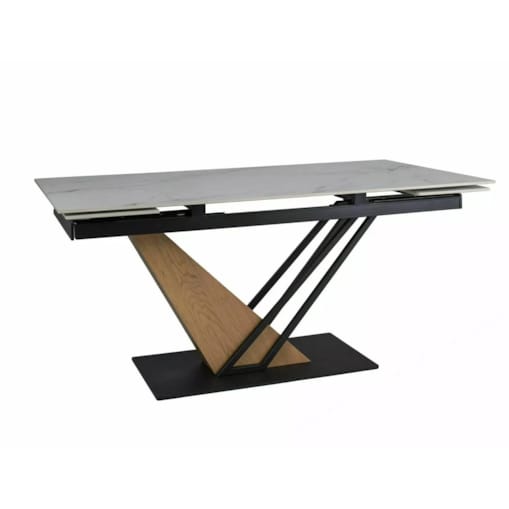 Stół rozkładany GENESIS 180(240)x90 biały marmur/dąb