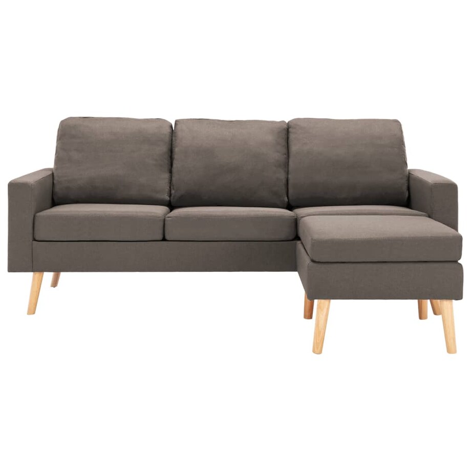 vidaXL 3-osobowa sofa z podnóżkiem, kolor taupe, tapicerowana tkaniną