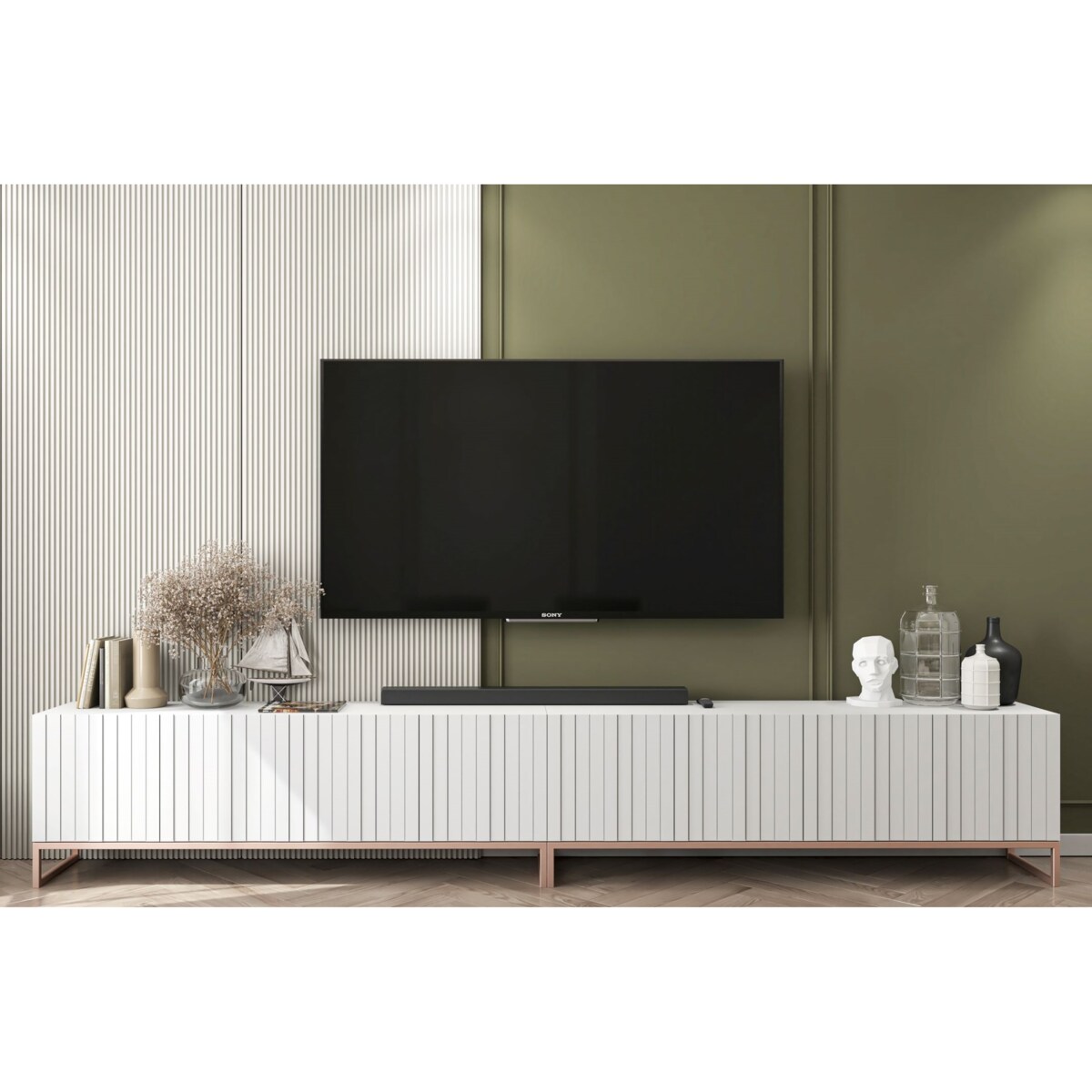 Szafka RTV Glamour pod Telewizor Komoda RTV Glamour Biały Mat 300 cm