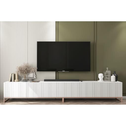 Szafka RTV Glamour pod Telewizor Komoda RTV Glamour Biały Mat 300 cm