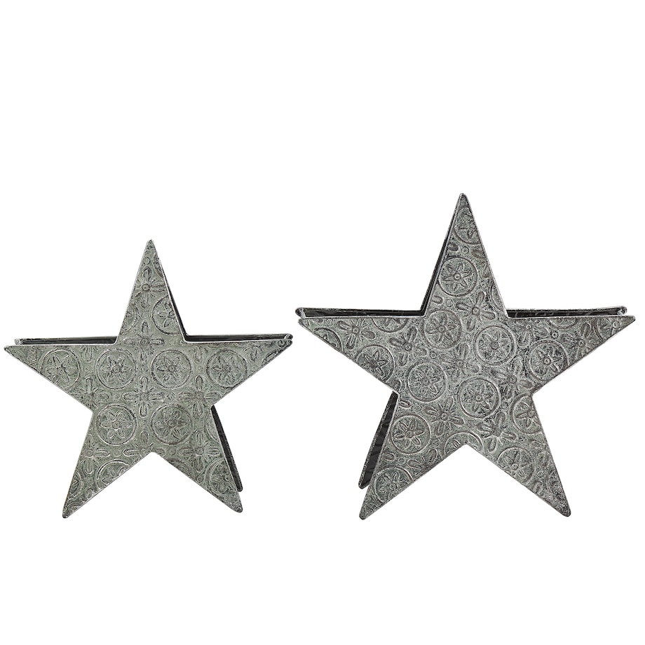 Zestaw 2 świeczników TORNIO Metal 30/26 cm Srebrny