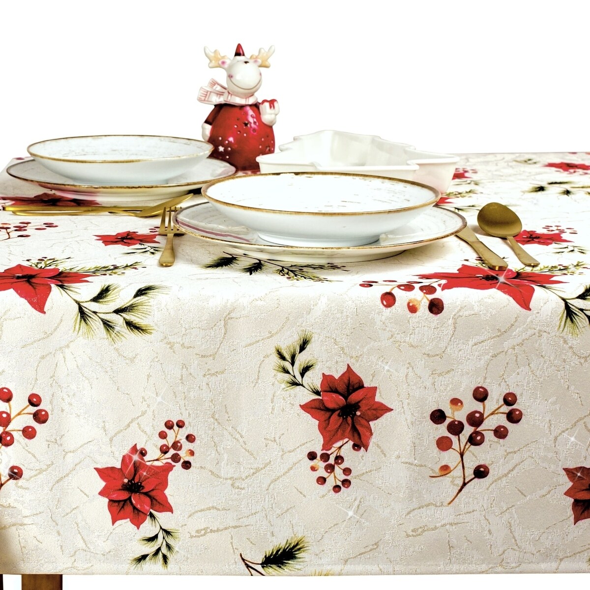 Obrus Świąteczny Gwiazda Betlejemska - 130x200 cm - wielokolorowy