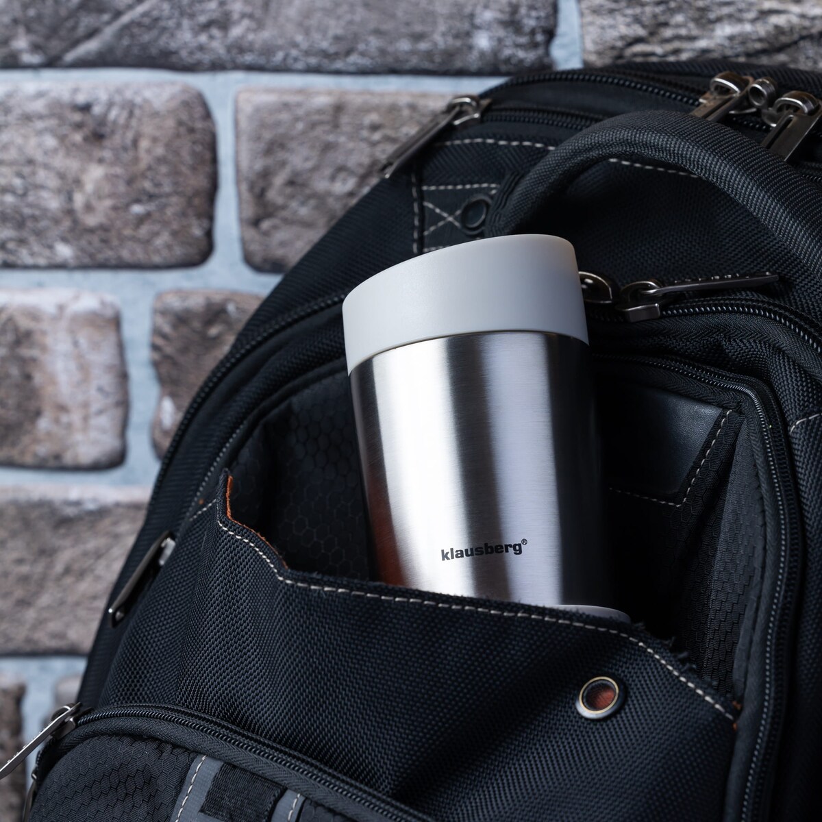 Kubek termiczny 400ml stal nierdzewna 18/8 KLAUSBERG beżowy
