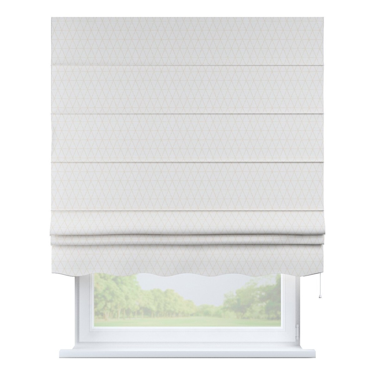 Roleta rzymska Florencja, beżowe trójkąty na kremowo-białym tle, Sunny