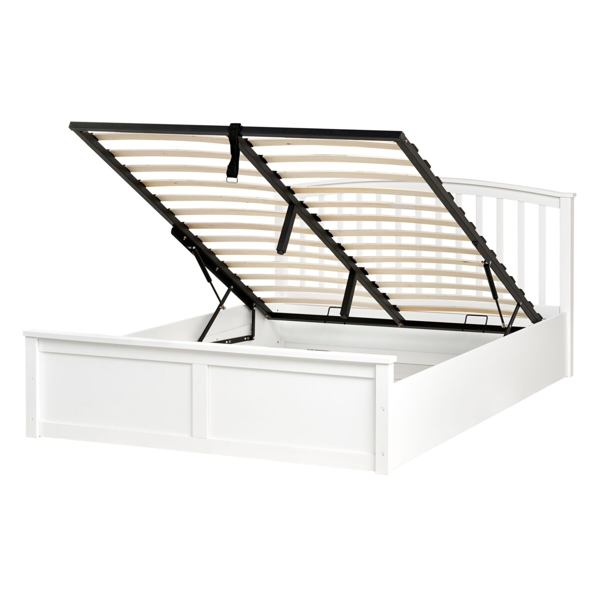 Łóżko z pojemnikiem Drewno sosnowe CLARBEC 140 x 200 cm Biały