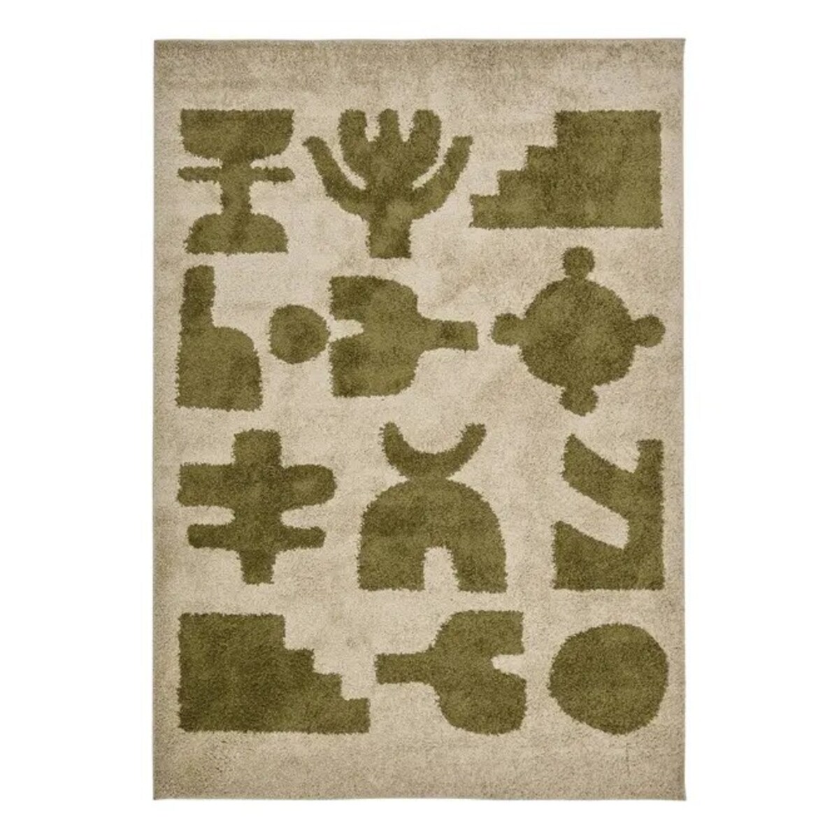 Dywan prostokątny z wzorami, zielony-khaki, 160x230 cm
