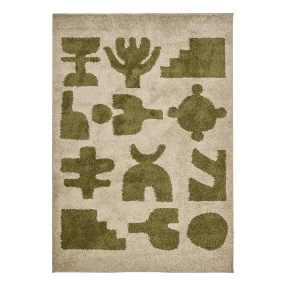 Dywan prostokątny z wzorami, zielony-khaki, 160x230 cm