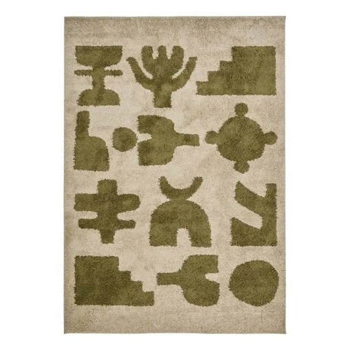 Dywan prostokątny z wzorami, zielony-khaki, 160x230 cm