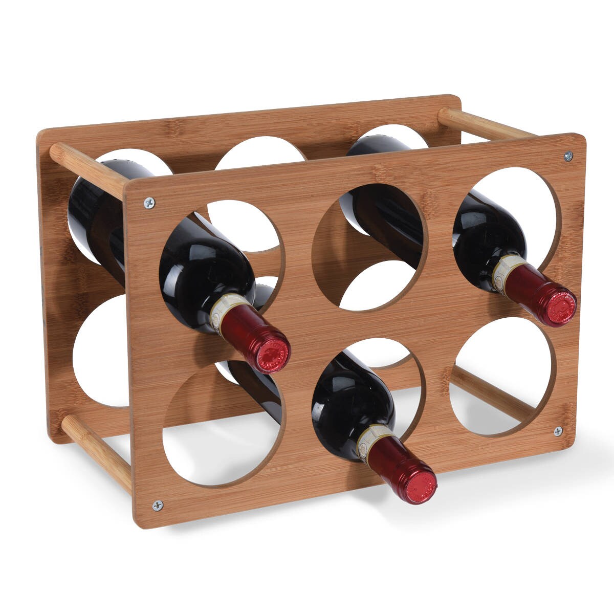 Stojak na wino, 6 butelek, bambusowy