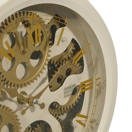 Zegarek z widocznym mechanizmem, cichy, kolor beżowy