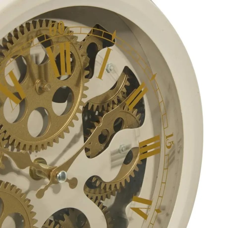 Zegarek z widocznym mechanizmem, cichy, kolor beżowy