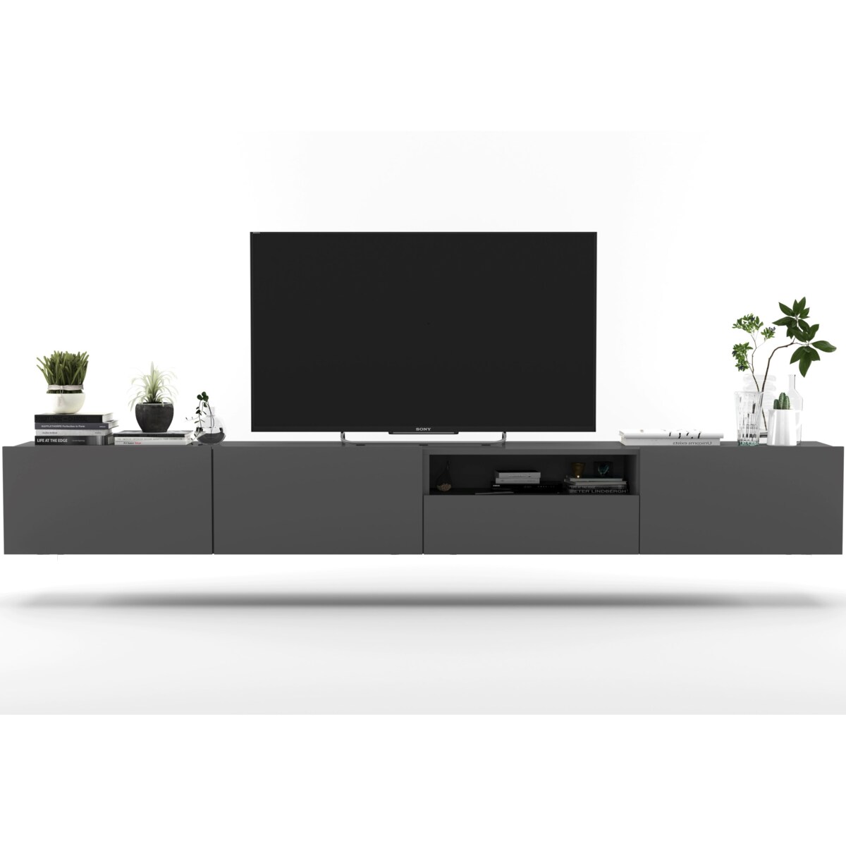 Szafka RTV Loft Wisząca Grafit MAT Komoda RTV Szuflada 240 cm