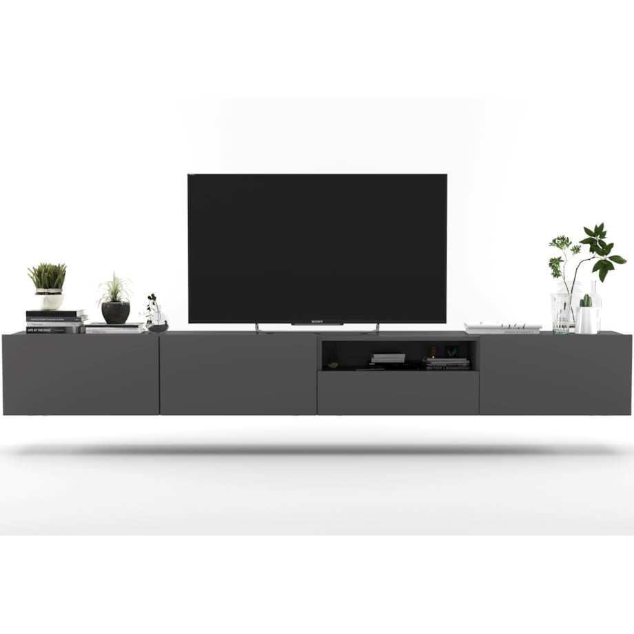 Szafka RTV Loft Wisząca Grafit MAT Komoda RTV Szuflada 240 cm