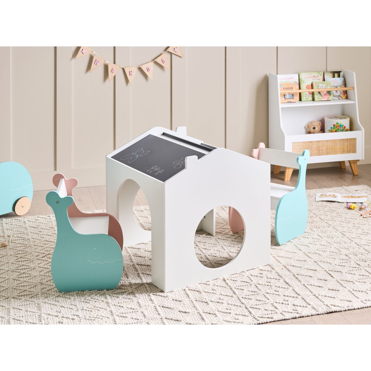 Stół z krzesłami dla dzieci WOOLI Kolorowy