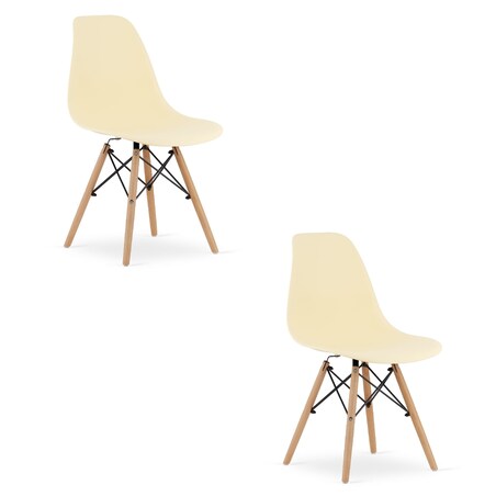 Krzesło Do Jadalni Kuchni Salonu Osaka Kremowe / Nogi Naturalne X 2